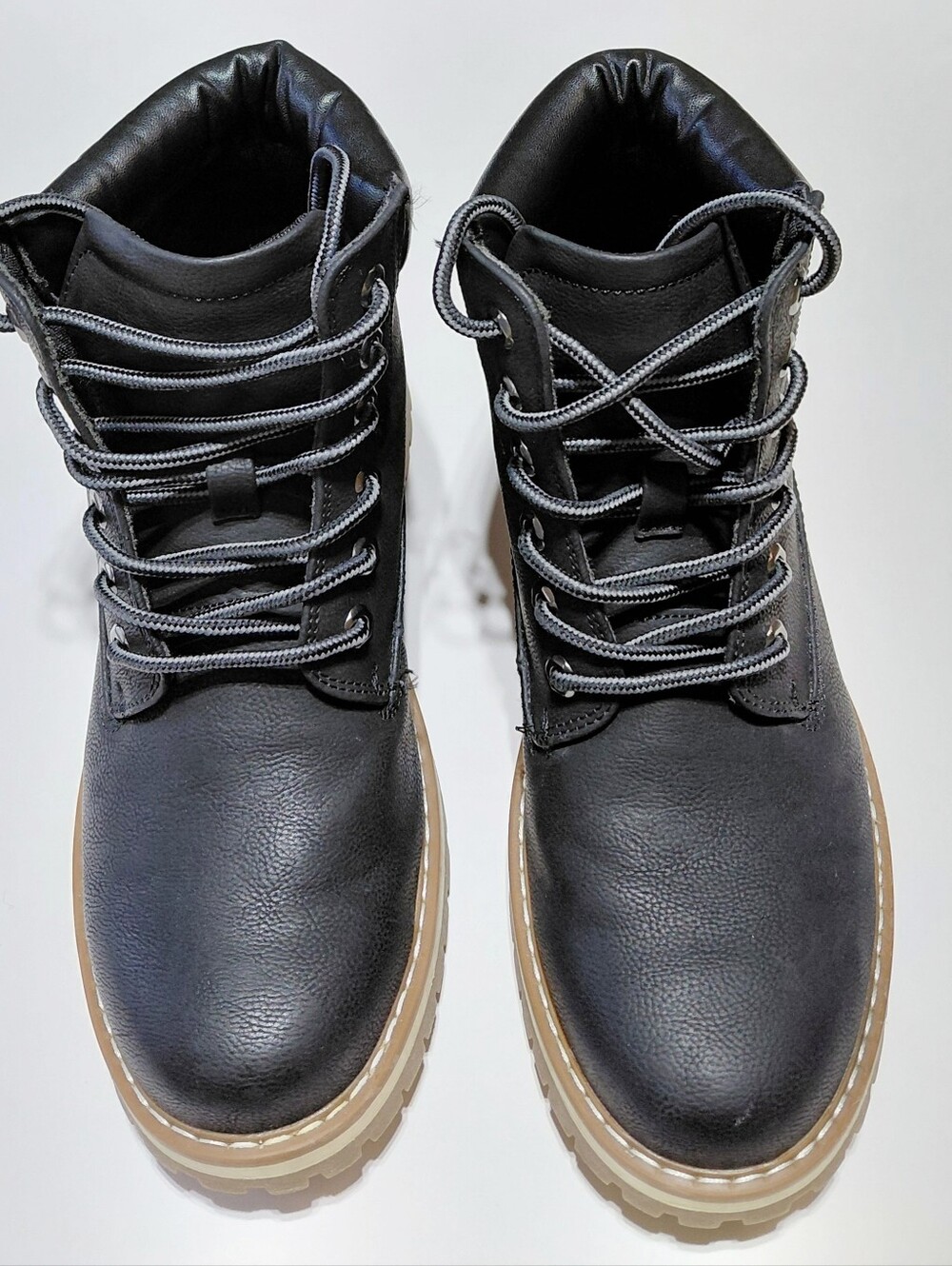 BRUNO MARC Men's Black Lace-Up Combat Boot Size 8